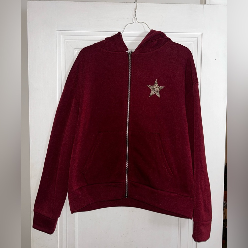 Active USA Burgundy Hoodie with Star Detail